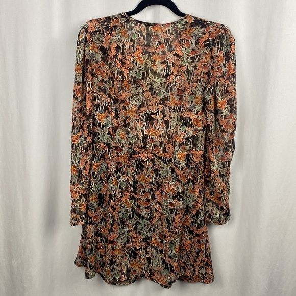 Anthropologie See U Soon Bohemian Floral Green Khaki Mini Robe Dress Sheer - Sm - Picture 12 of 16